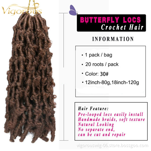 Wholesale 18inch Distressed Butterfly Locs Crochet Hair Premade Ombre Color Faux Locs Vendor synthetic brasiding Hair Extension